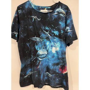The Mountain x On the Byas Tee Shark print blue galaxy Men's XL